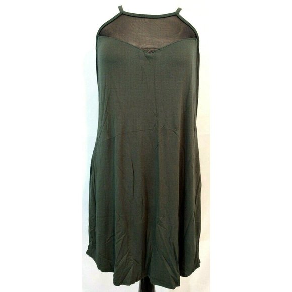 Dress Plus Size 3X Olive Green Black Mesh Stretch - Picture 2 of 7